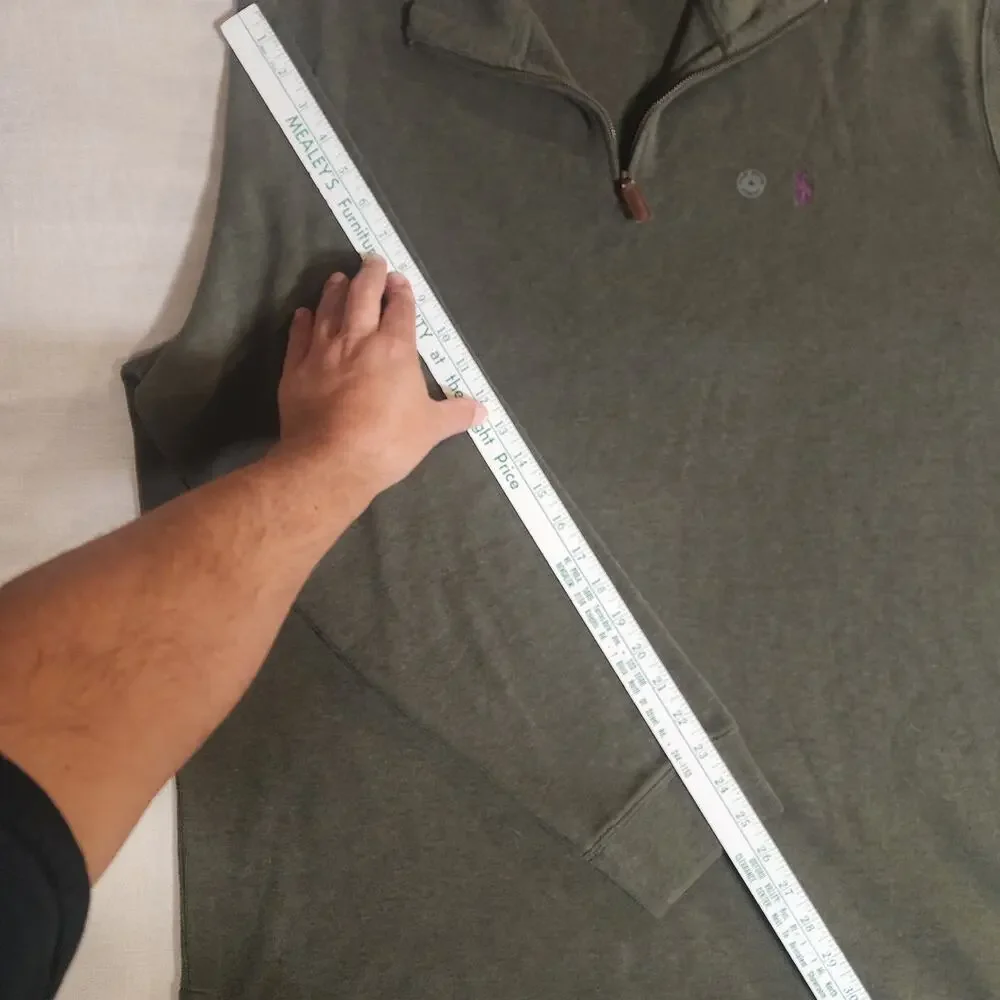 NWOT Polo Ralph Lauren Quarter Zip Knit Long Sleeve-Purple Logo, Gray Cotton, XL